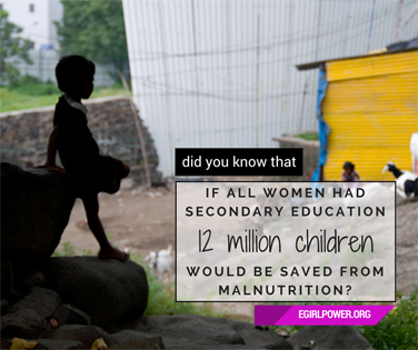 If all women had secondary education, 12 million children would be saved from malnutrtition