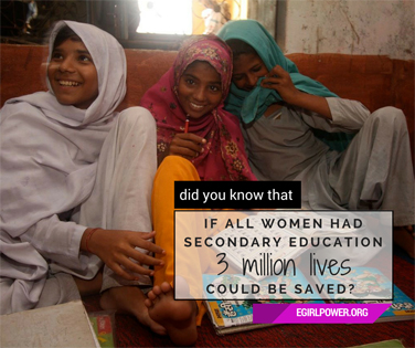 If all women had secondary education, 3 million lives could be saved