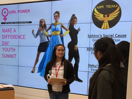 Friendship Ambassador Lucy speaks at eGirl Power Youth Leadership about MI9 Team superhero Athena and her social cause to support sick girls in hospitals