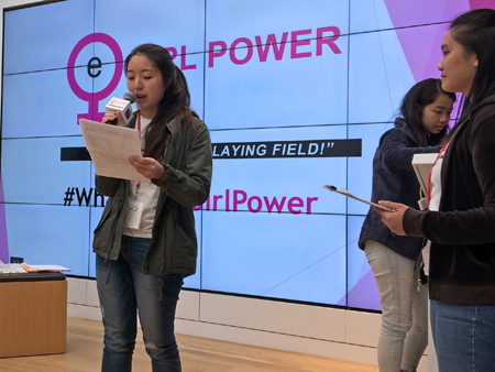 Friendship Ambassador Grace speaks at eGirl Power Youth Leadership about MI9 Team superhero Sphinx and her social cause to support girls' education in developing countries