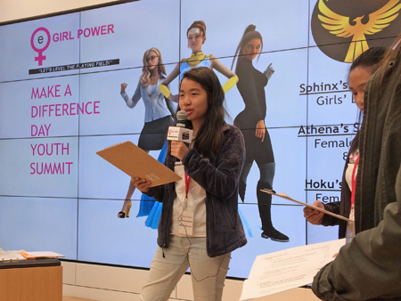 Friendship Ambassador Leyi speaks at eGirl Power Youth Leadership about MI9 Team superhero Hoku and her social cause to support female veterans